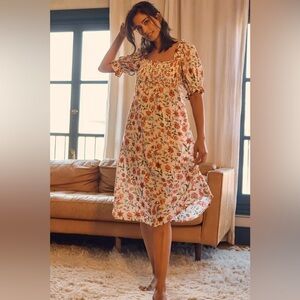 ANTHROPOLOGIE | Mark D. Sikes Smocked Puff-Sleeve Dress  Casual in Large